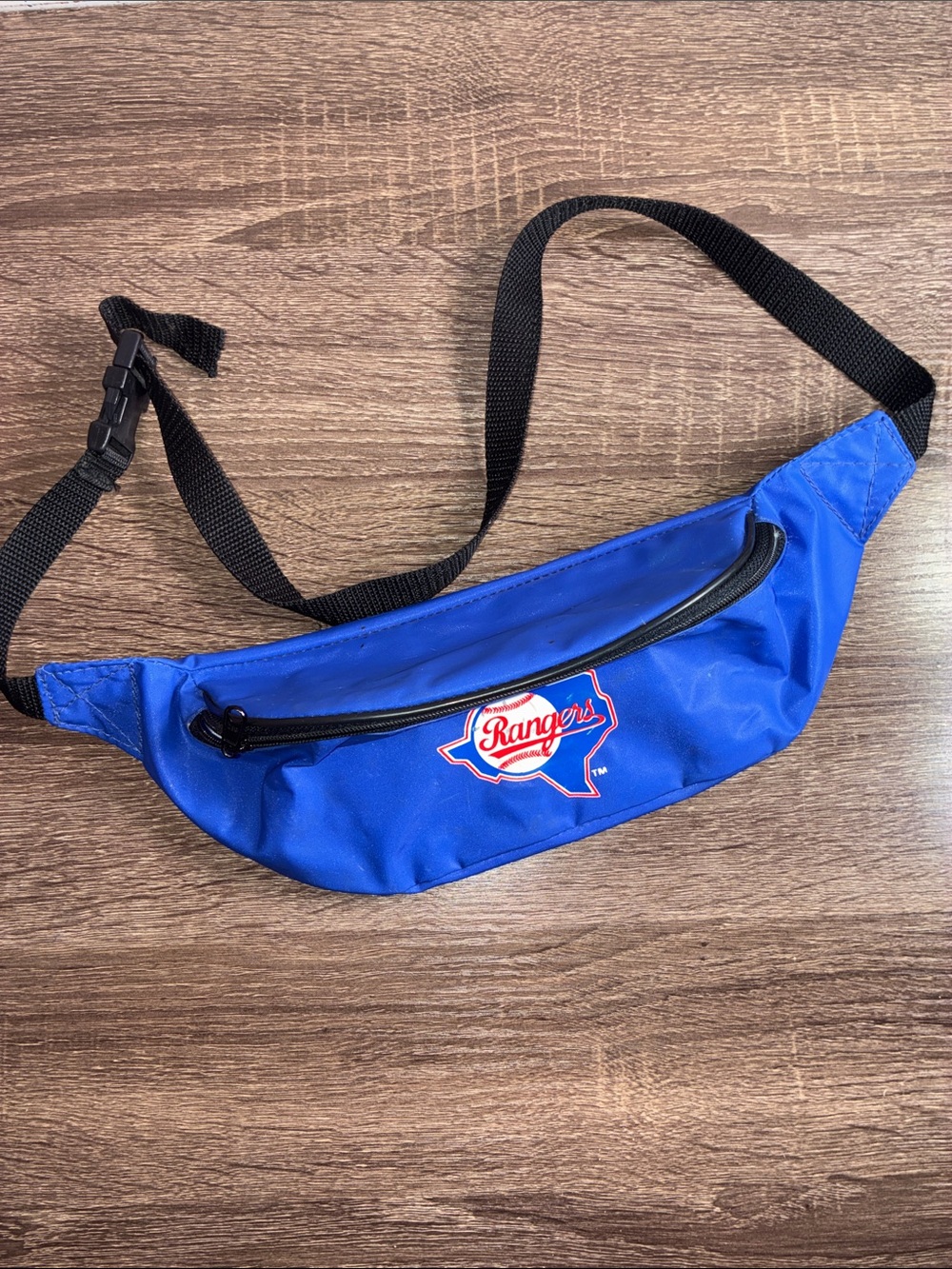 Vintage Blue Waist Pack - Blue Fanny Pack with Black Strap Texas Rangers